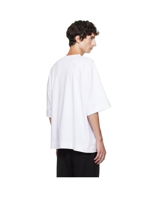 Dries Van Noten White Dropped Shoulder T-Shirt for men