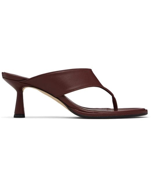 Aeyde Black Burgundy Olenna Thong Heeled Sandals