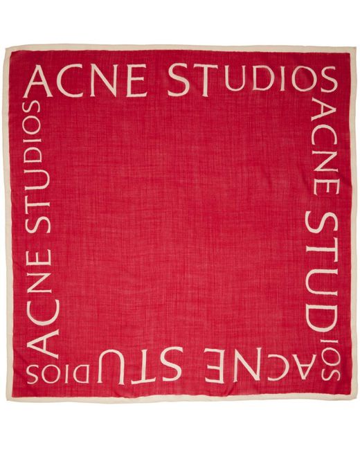 Acne Red Logo Scarf for men