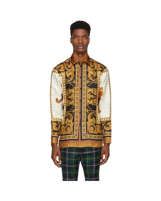 Chemise en soie multicolore Animal Versace pour homme