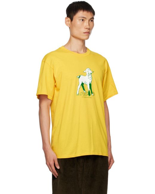 Noah NYC Yellow 'friendly Warning' T-shirt for men