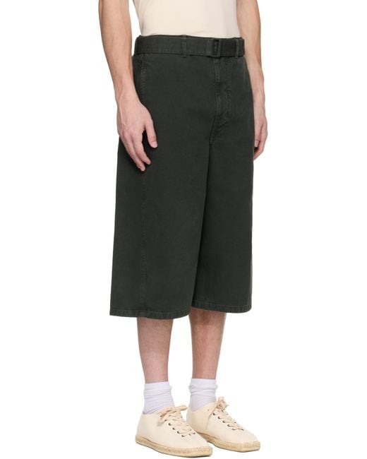 Lemaire Black Twisted Denim Shorts for men