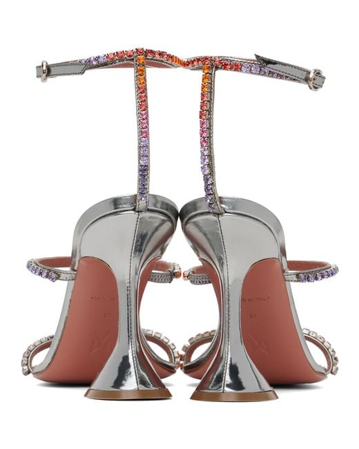 AMINA MUADDI White Silver Gilda Heeled Sandals