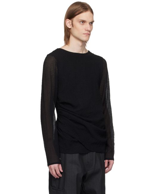 メンズ Omar Afridi ブラック ドレープ 長袖トップス Black