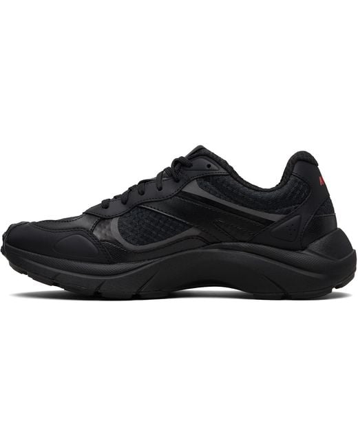 HUGO Black Jacquard Jersey Faux-Leather Sneakers for men