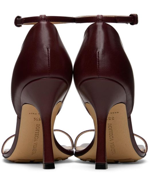 Bottega Veneta Black Burgundy Stretch Strap Heeled Sandals