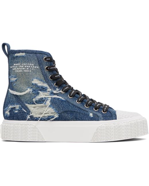 Marc Jacobs Blue 'the Rip And Repair' Denim High Top Sneakers