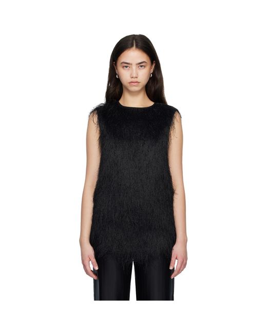 Loulou de Saison Black Yasmin Fringed Top