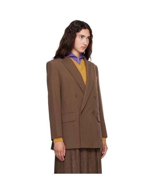 MM6 by Maison Margiela Brown Taupe Wool Blend Suit Blazer