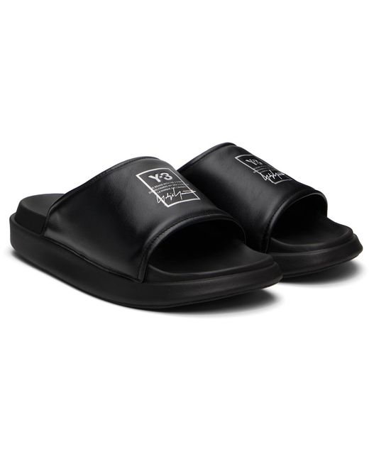 Y-3 Black Slides for men
