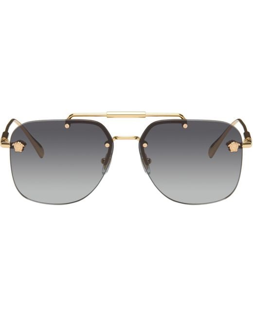 Versace Gray Medusa Pilot Sunglasses for men