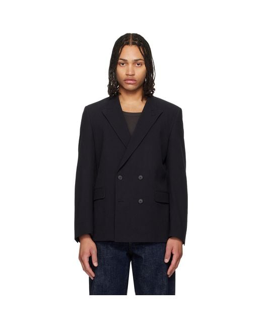 HUGO Black Double-Breasted Blazer for men