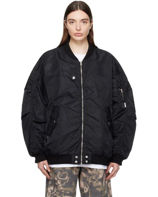 OPEN YY Black Oversized Bomber Jacket