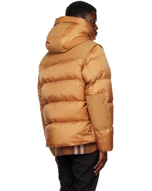 Burberry Orange Tan Quilted Down Jacket for men