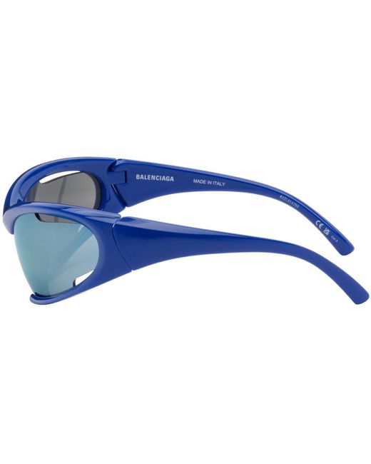 Balenciaga Blue Dynamo Rectangle Sunglasses for men