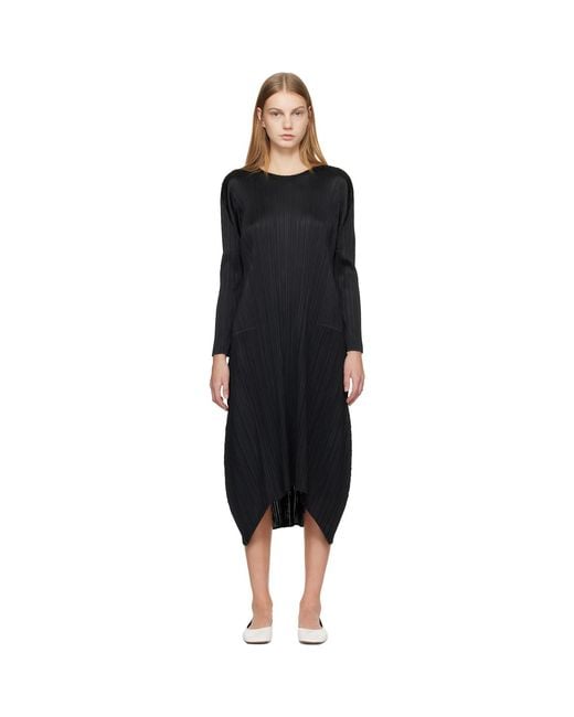 Pleats Please Issey Miyake Black Monthly Colors October Midi Dress