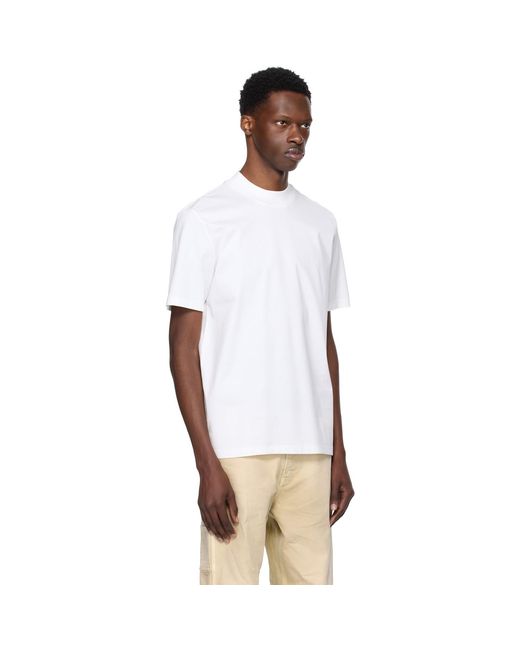 HUGO White Slim-Fit Stand Collar T-Shirt for men