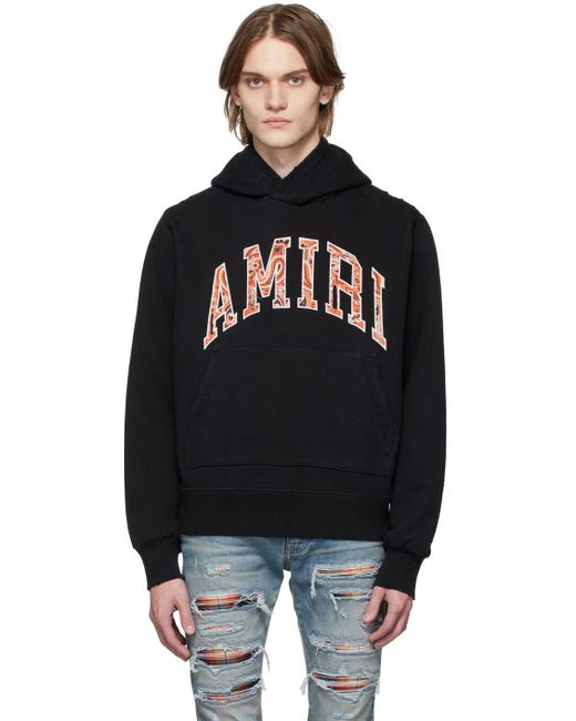 Amiri Cotton Bandana Appliqué Hoodie in Black/Orange (Black) for Men Lyst