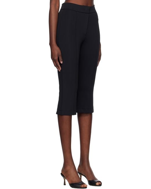 RECTO. Black Stretch Midi Length Fitted Trousers