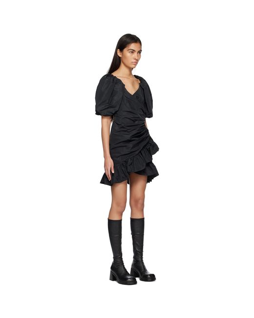 MSGM Black Ruffled Mini Dress