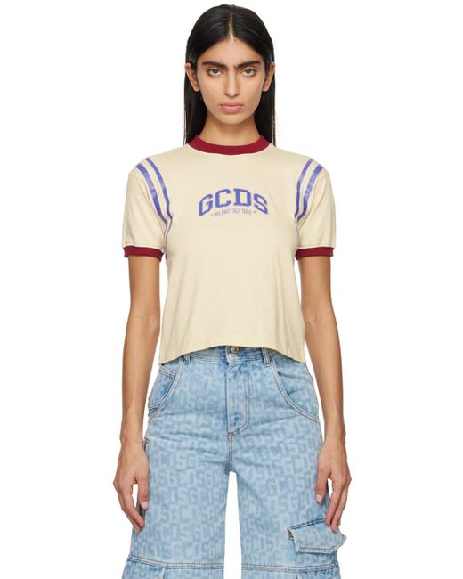 Gcds Blue Off-white Embroidered T-shirt