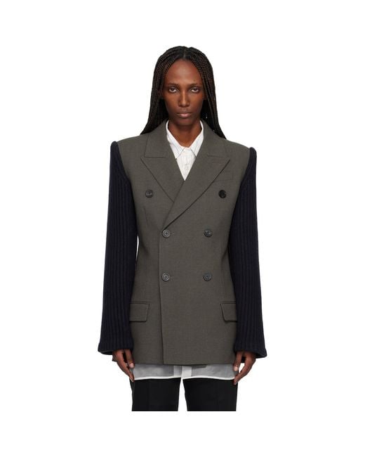 Jean Paul Gaultier Black Khaki & 'The Bi-Material Suit' Blazer