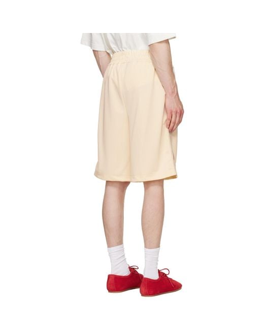 Palm Angels Natural Off- Classic Logo Track Shorts for men