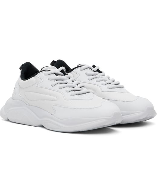 HUGO Black Faux-Leather Sneakers for men