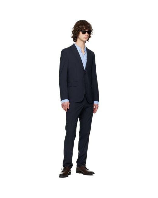 Boss Black Wool Ripstop Suit for men