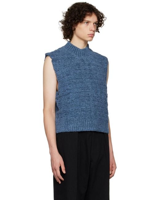 Maison Margiela Blue Mock Neck Sweater Vest for men