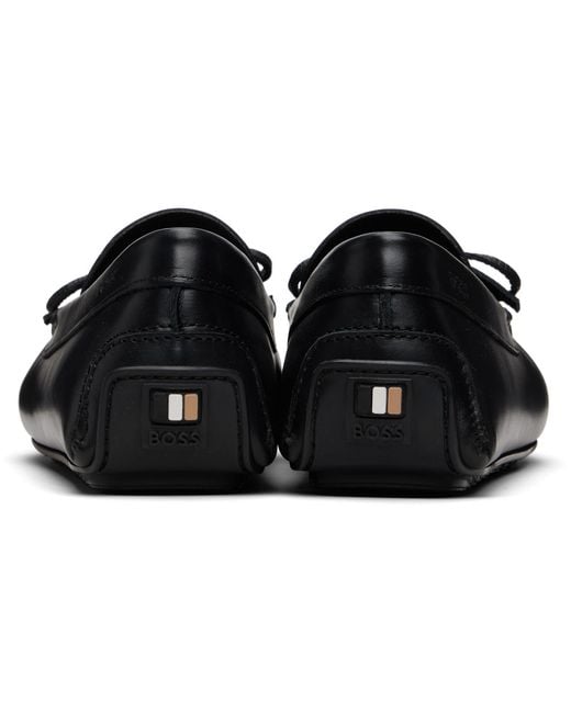 Boss Black Bow-Trim Driver Loafers for men