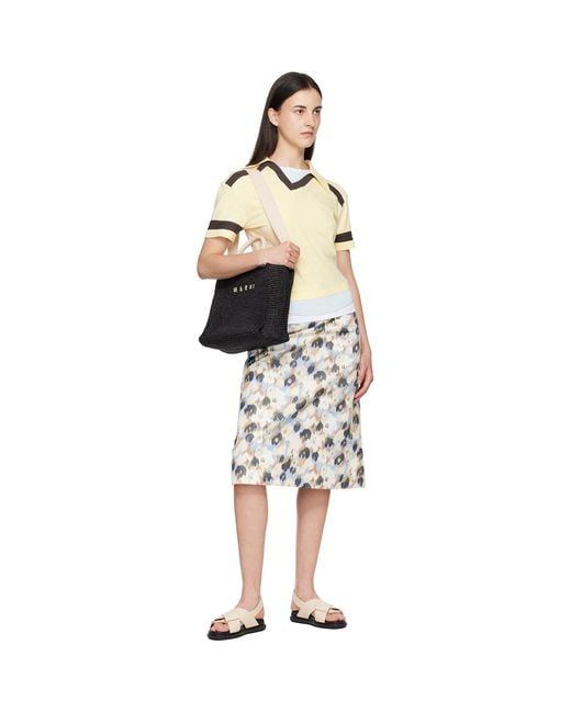 Marni Black Raffia-Effect Small Tote
