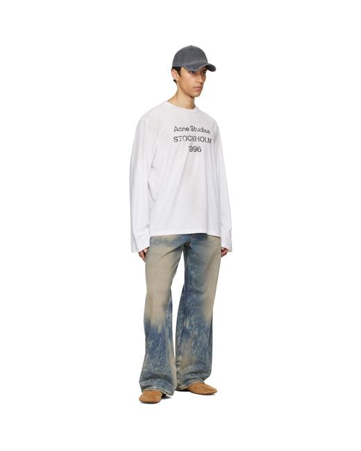 Acne White Off- Logo T-Shirt for men