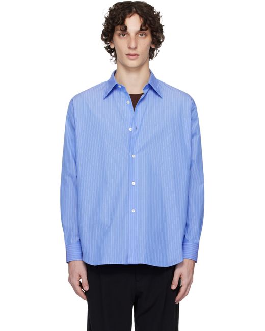 Chemise Bleue En Popeline Fine De Coton Suvin À Rayures Auralee pour homme en coloris Blue