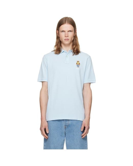 Polo Ralph Lauren Blue Classic Fit Polo Bear Mesh Polo for men