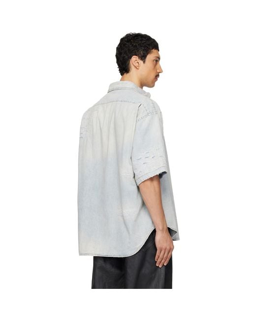 Acne White Mended Denim Shirt for men