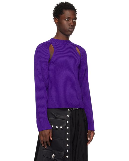 Jean Paul Gaultier Purple Cutout Sweater for men