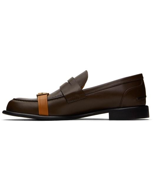 J.W. Anderson Black Brown Leather Pin-buckle Loafers for men