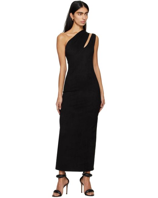 Atlein Black Single-shoulder Maxi Dress