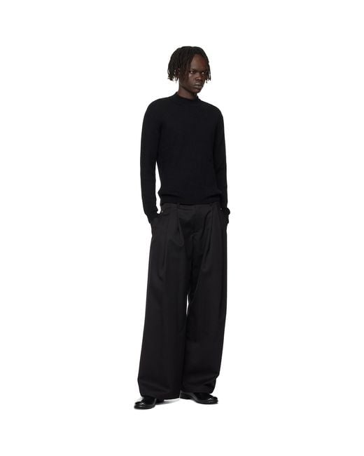 Ernest W. Baker Black Mock Neck Cable-Knit Sweater for men