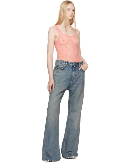 MARINE SERRE Blue Ssense Exclusive Recycled Mesh Flock Bodysuit