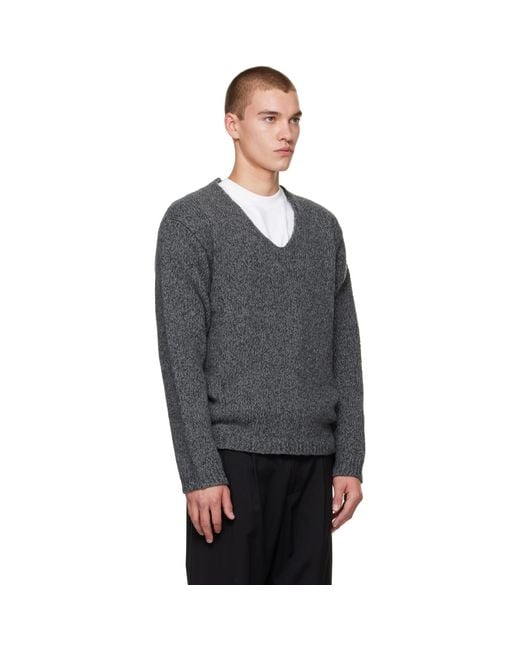 Our Legacy Gray Link V-Neck Sweater for men