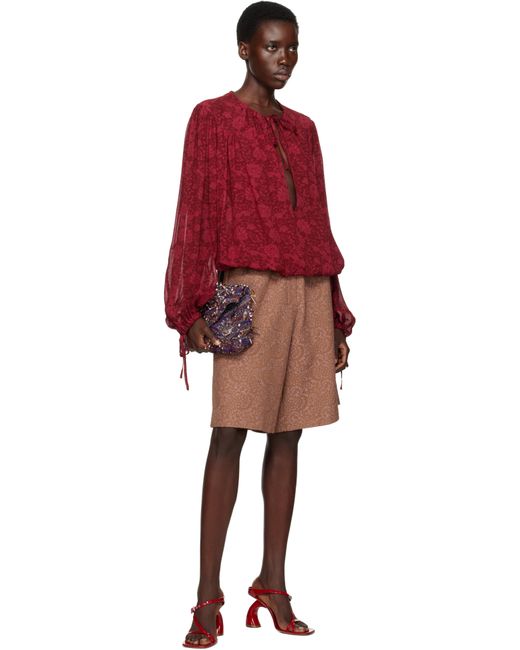Dries Van Noten ブラウン ジャカード ショートパンツ Multicolor