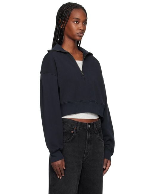 Agolde Blue Bethan Quarter Zip Sweatshirt