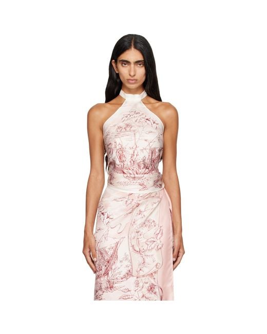 Ferragamo Pink Voyage Print Foulard Top