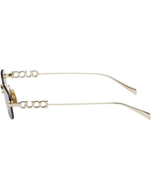 Gucci Black Block Rectangular Sunglasses