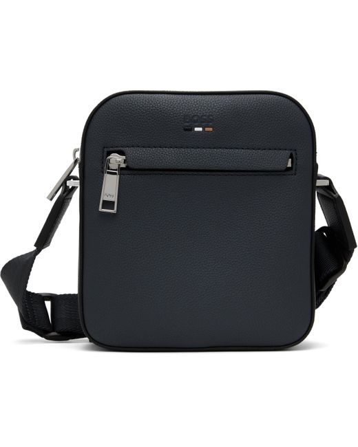 Boss Black Grained Faux-Leather Reporter Bag for men