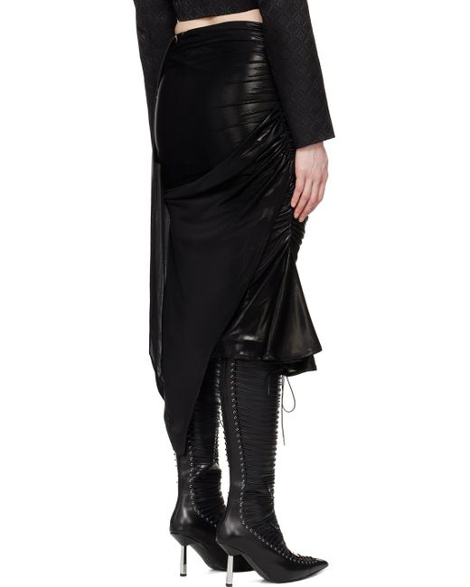 MARINE SERRE Black Regenerated Midi Skirt