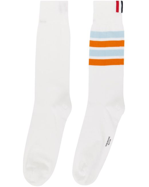 Thom Browne White 4-bar Socks for men