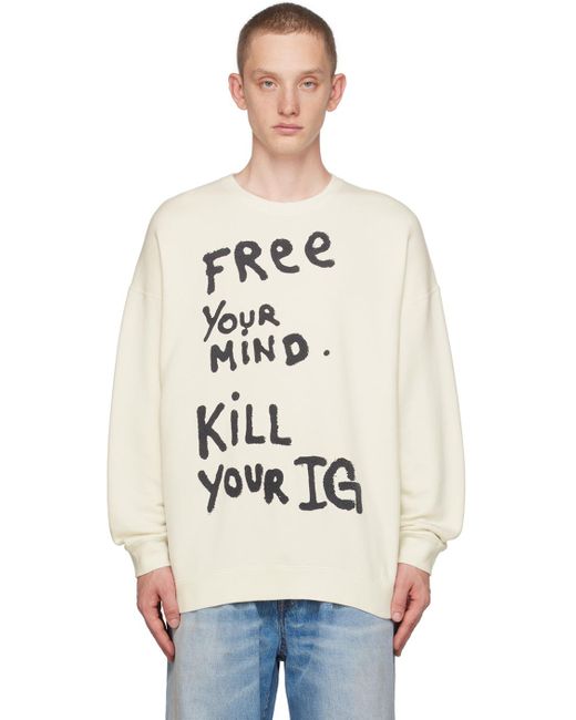 R13 Natural Off-white 'free Your Mind' Sweater for men